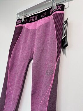NWT Fox Racing "Whip" Athletic Leggings Cropped - Pink/Marl Size M/L Made in USA